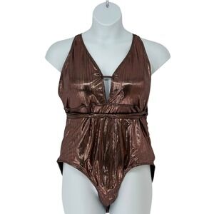 Unbranded One Piece Swimsuit Bronze Metallic Multiway Tie Back 3XL
